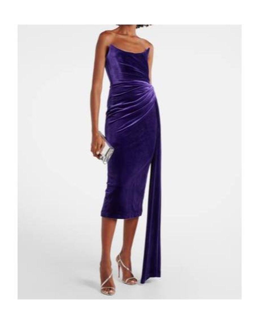 Alex Perry Blue Draped Velvet Corset Gown