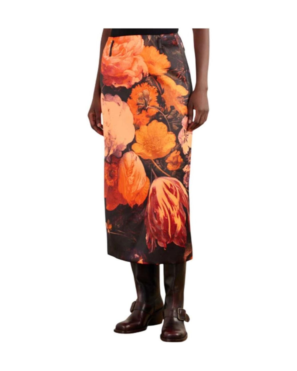 Dries Van Noten Orange Printed Skirt