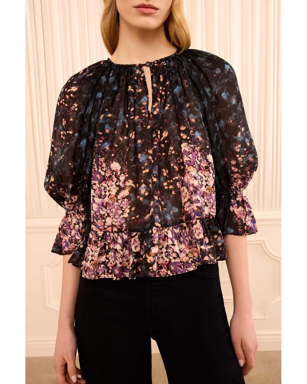 Ulla Johnson Black Floral Top