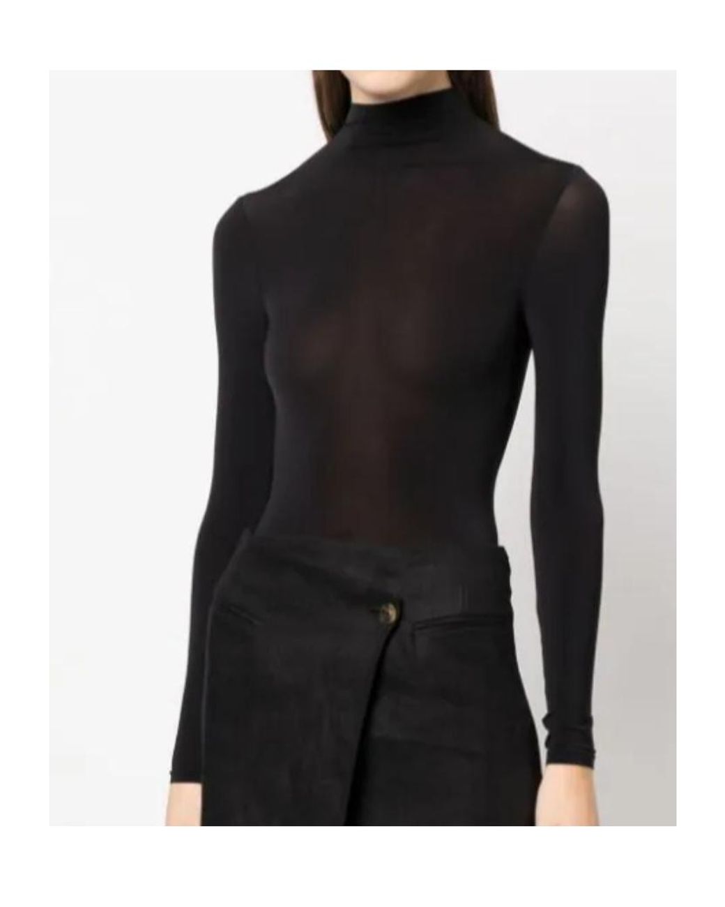 Wolford Black Buenos Aires String Semi-Sheer Bodysuit