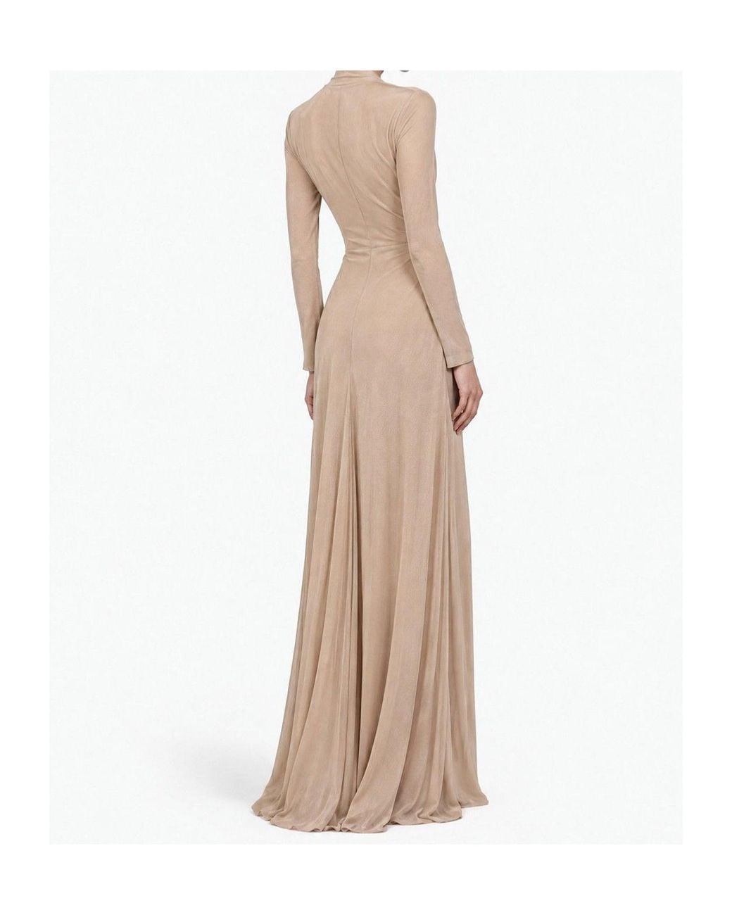 GIUSEPPE DI MORABITO Natural Deep V-Neck Long Dress