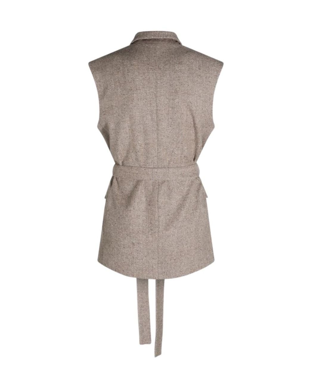 Antonelli Gray Belted Sleeveless Jacket