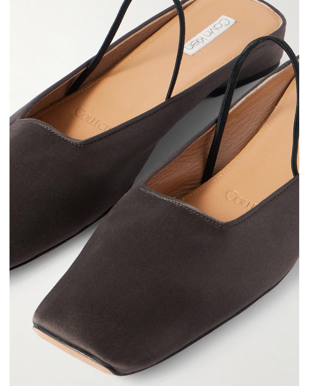 Calvin Klein Brown Satin Slingback Flats