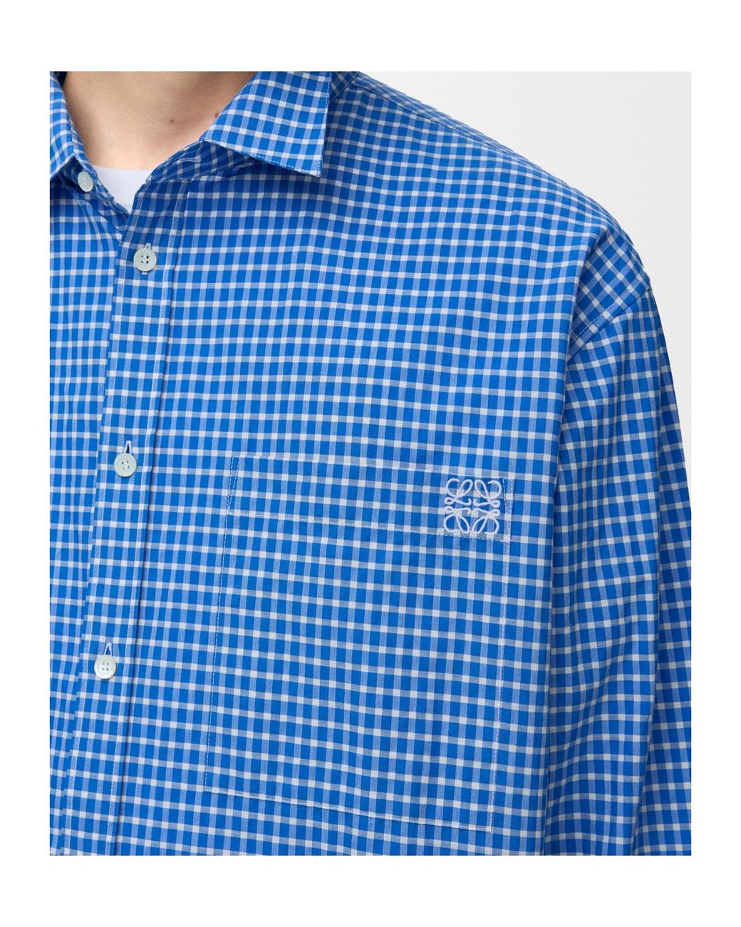 Loewe Blue Textured Checked Shirt for men
