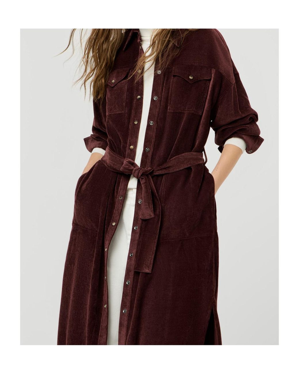 Brunello Cucinelli Purple Fluid Corduroy Shirt Dress