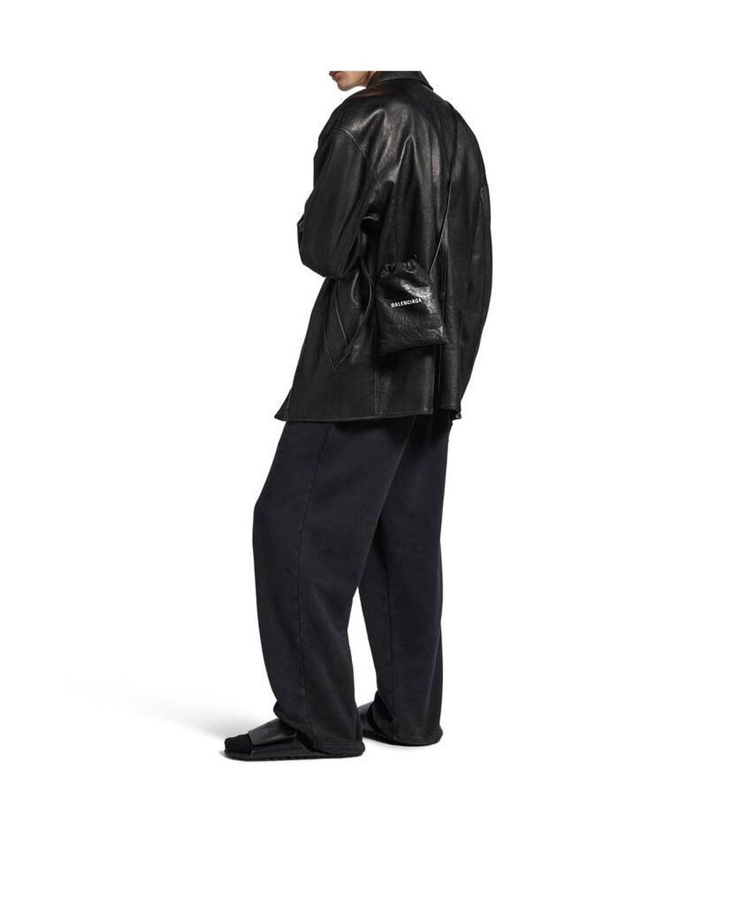 Balenciaga White Shopper Drawstring Phone Holder for men