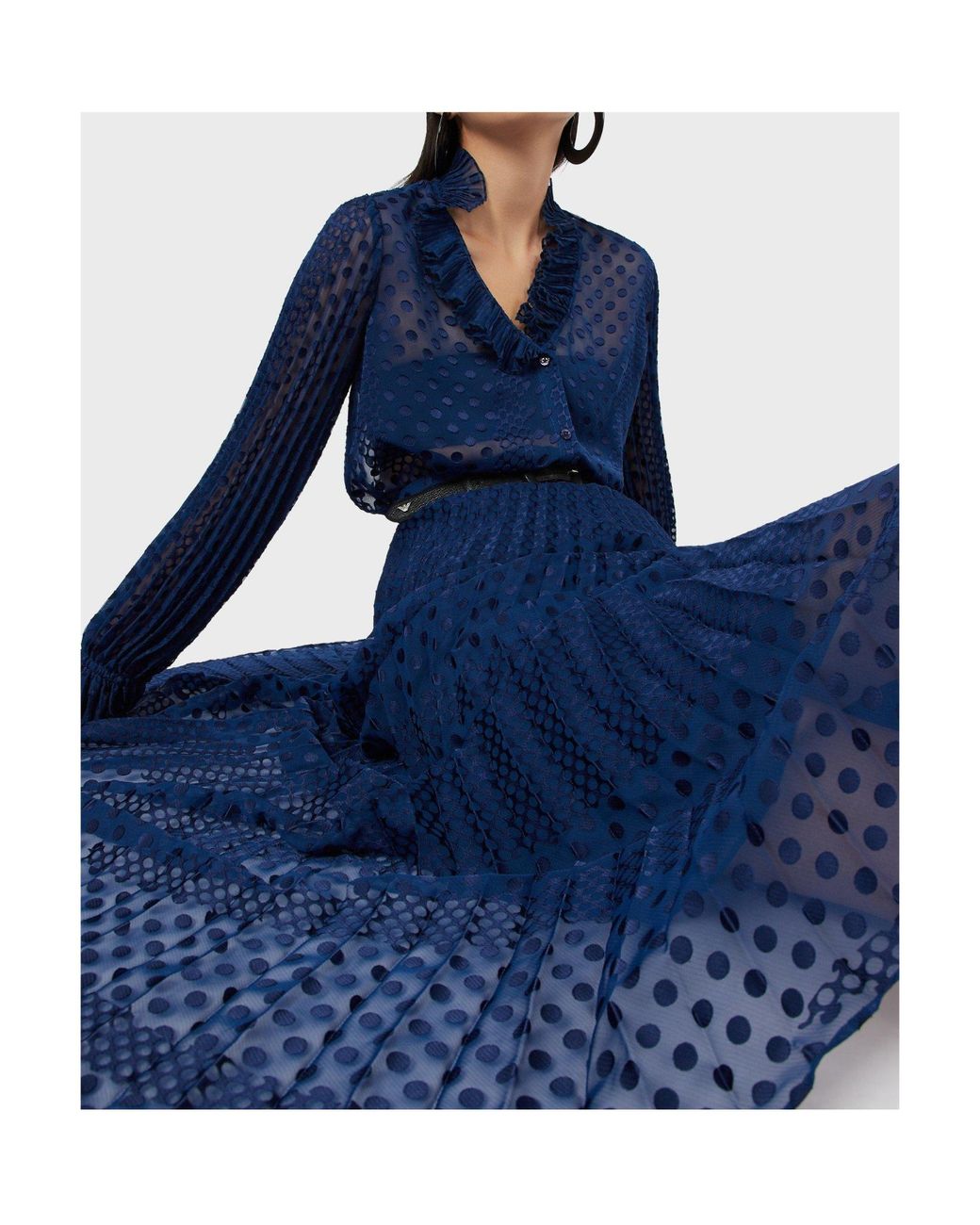 Emporio Armani Blue Pleated Maxi Skirt