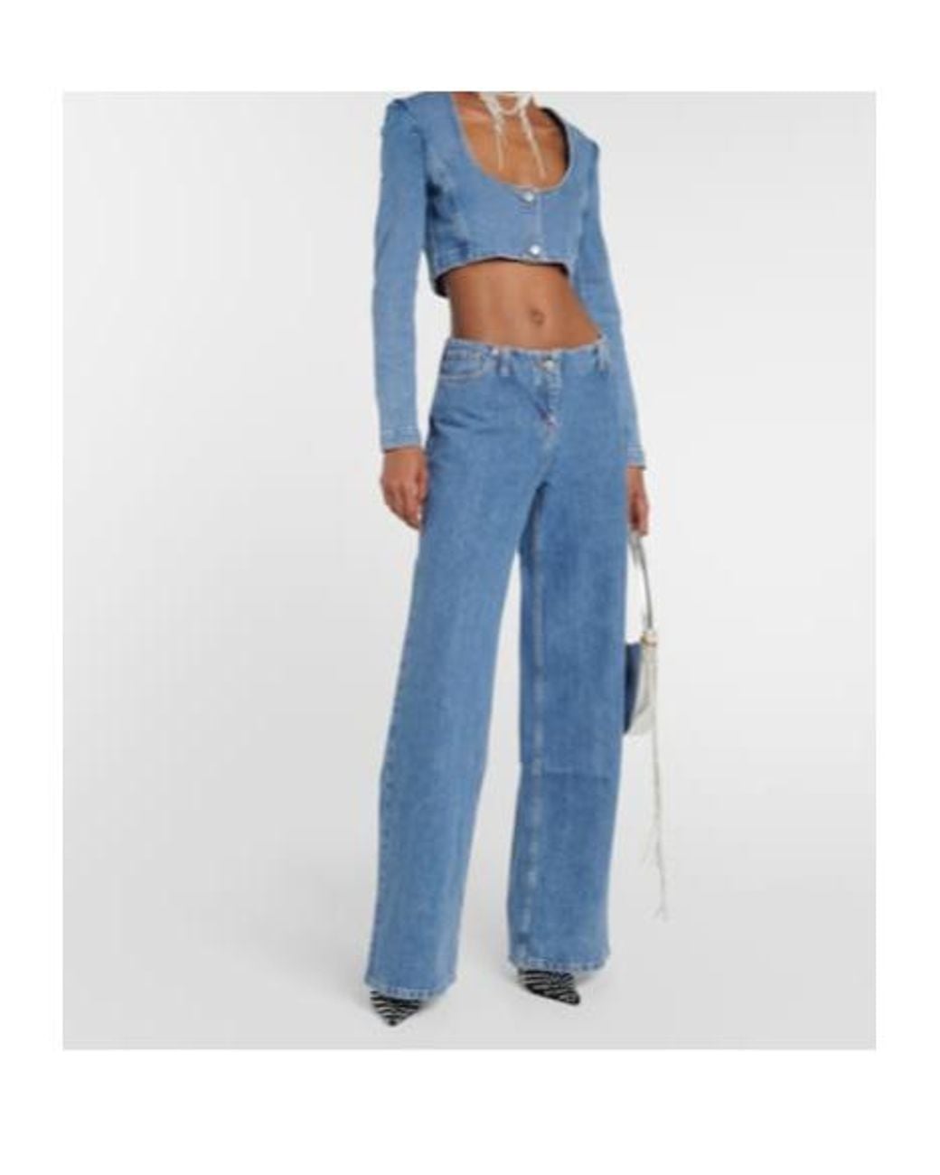 Magda Butrym Blue Low-Rise Wide-Leg Jeans