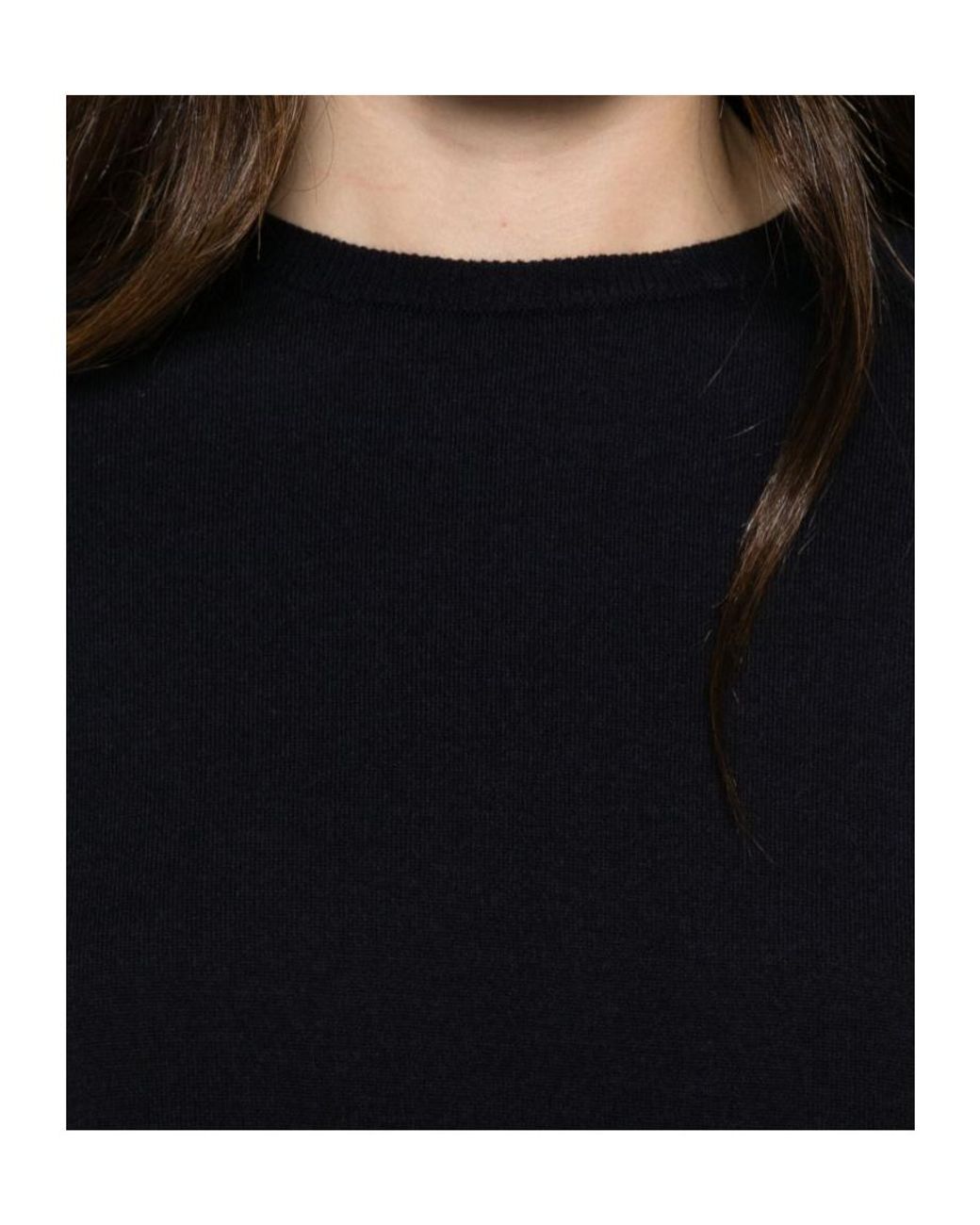 Baserange Black Raglan-Sleeve Side-Slit Sweater