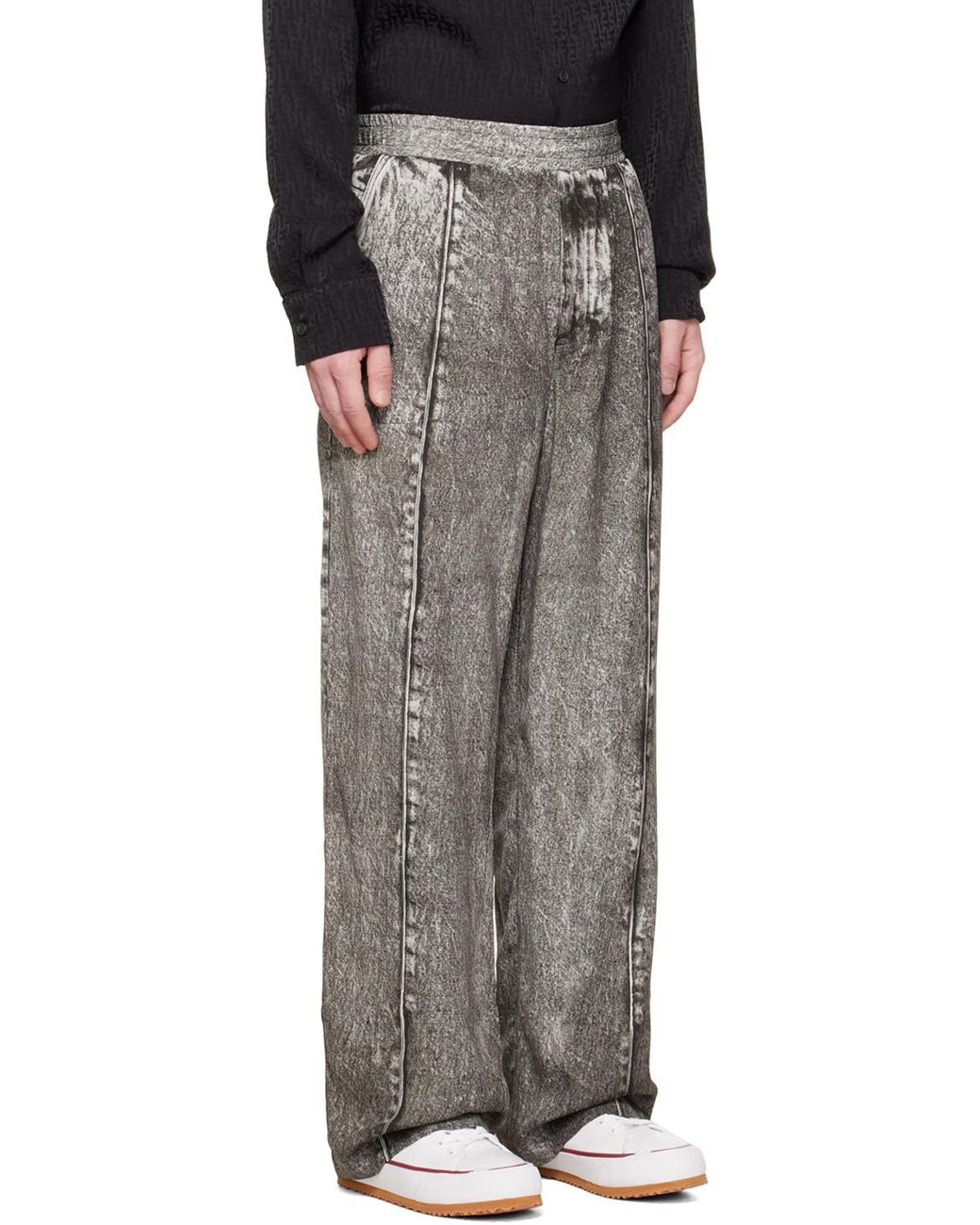 DIESEL Gray Faded-Effect Straight-Leg Pants for men