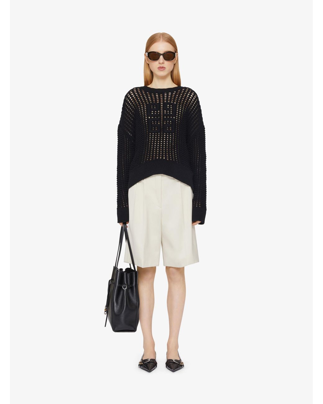 Givenchy Black 4G Crochet-Knit Oversized Jumper