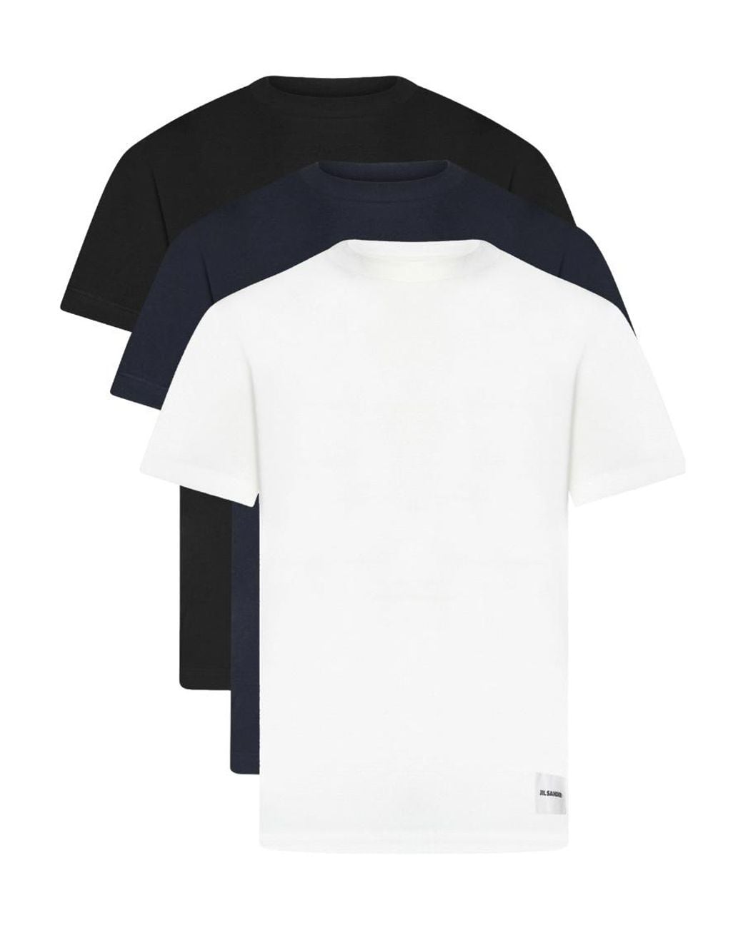 Jil Sander Black Logo Patch Crewneck 3 Pack T-Shirt