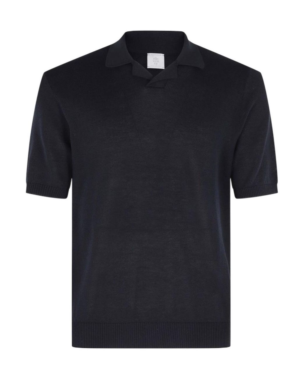 Eleventy Black Short-Sleeved Knitted Polo Shirt for men
