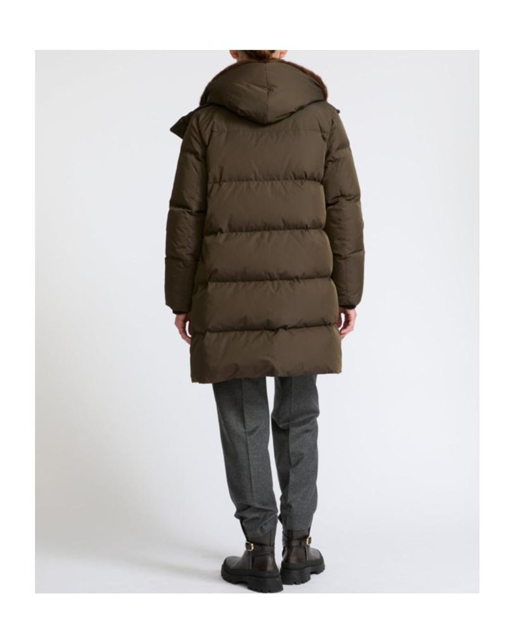 Yves Salomon Green Long Down Jacket