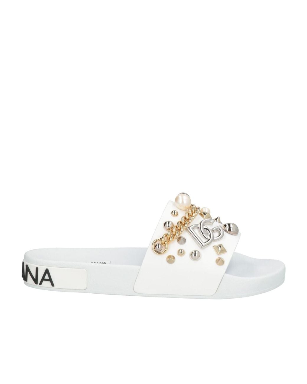 Dolce & Gabbana White Pool Slidesplain