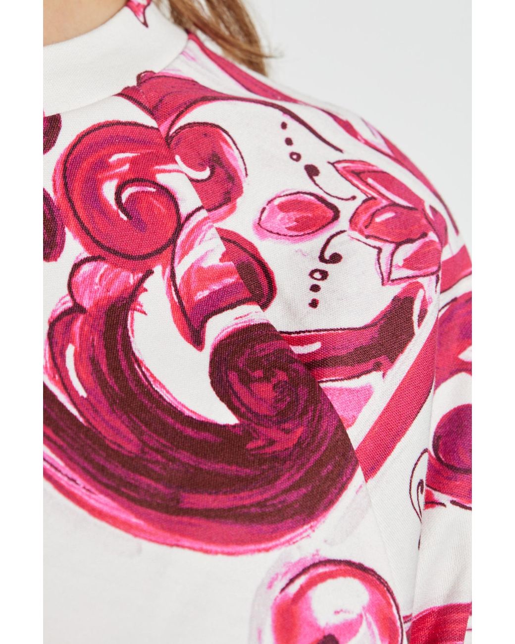 Dolce & Gabbana Pink Majolica Pattern Cropped T-Shirt