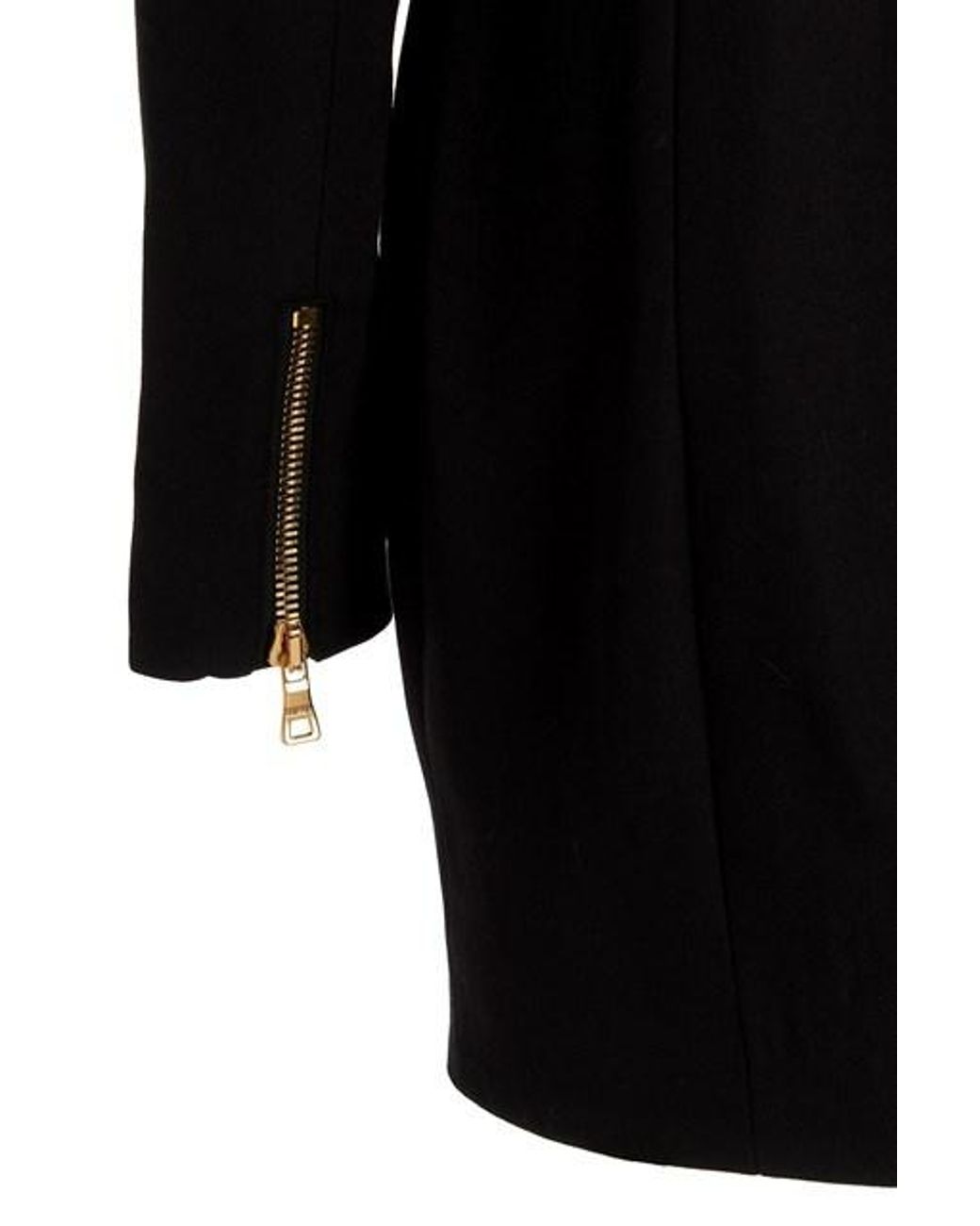 Balmain Black Square-Neck Wool Mini Dress