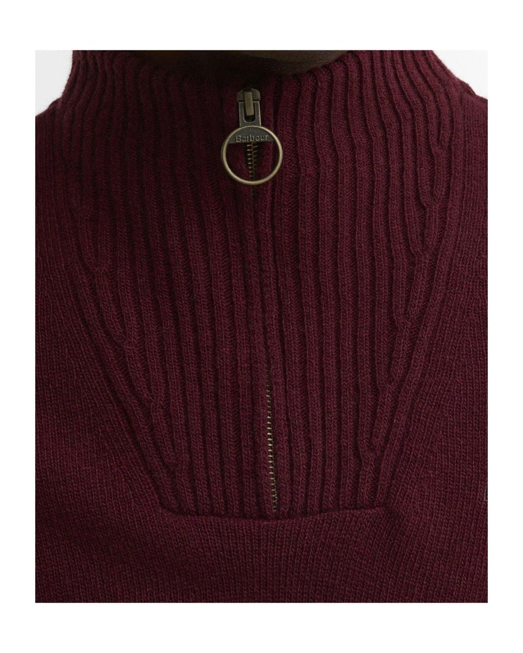 Barbour Purple Quarter Zip Rib Knit Sweater for men