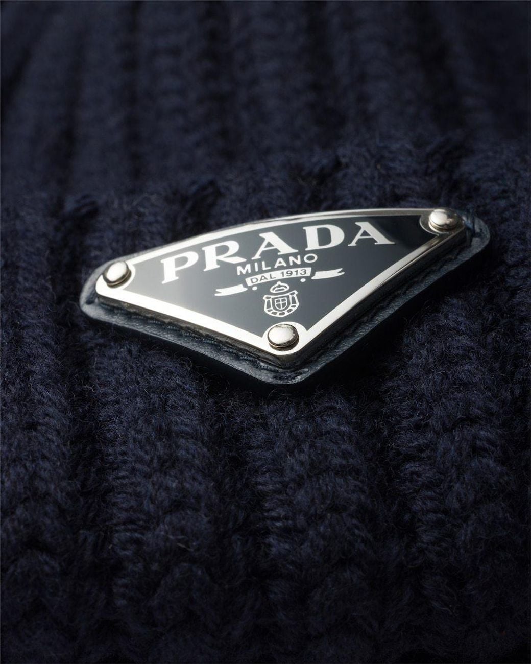 Prada Blue Logo Patch Beanie for men