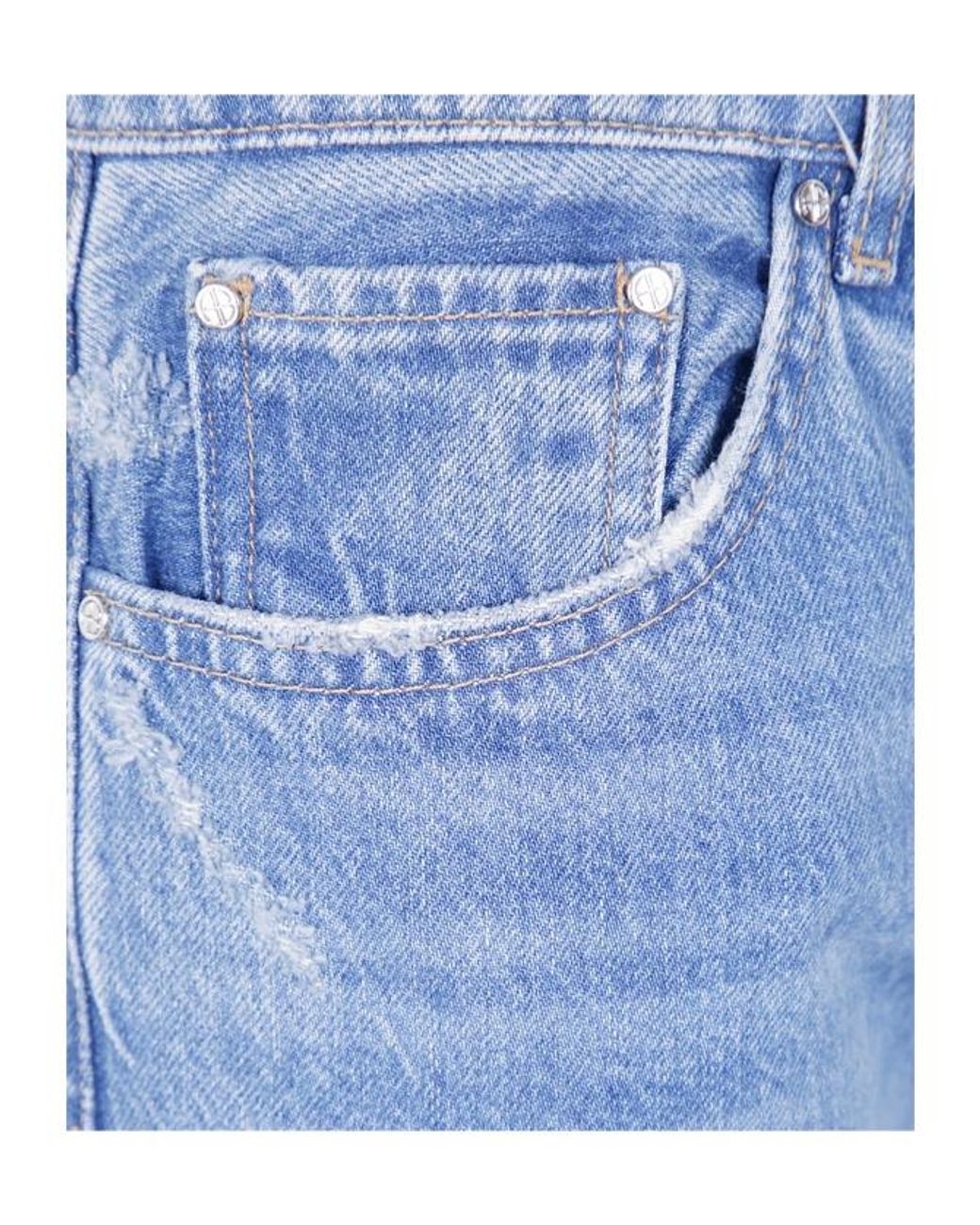 Anine Bing Blue Hugh Logo Patch Jeans