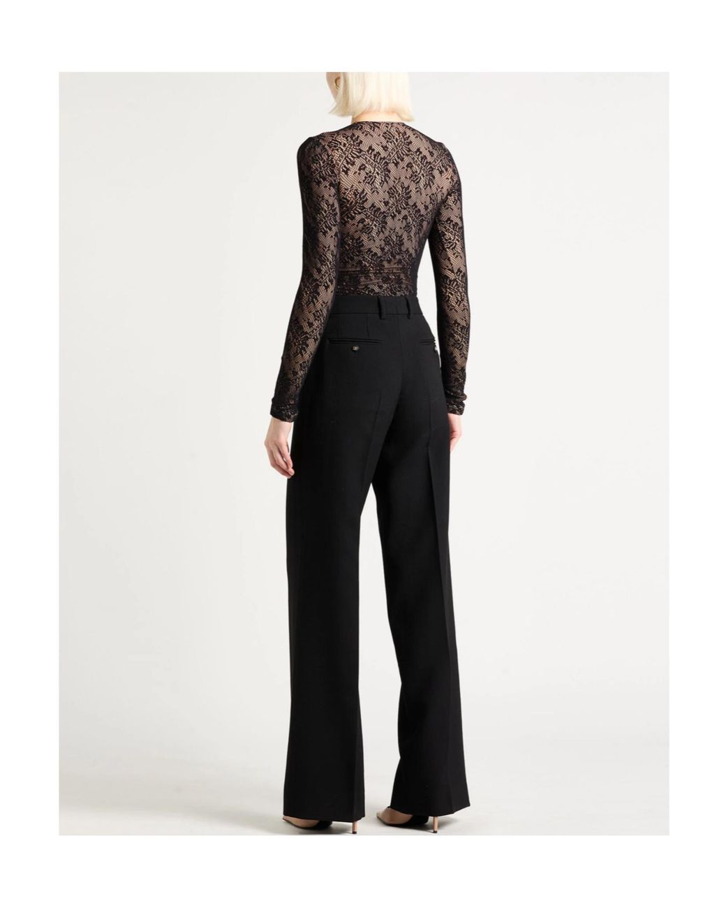 Balenciaga Brown Lace Long-Sleeve Top