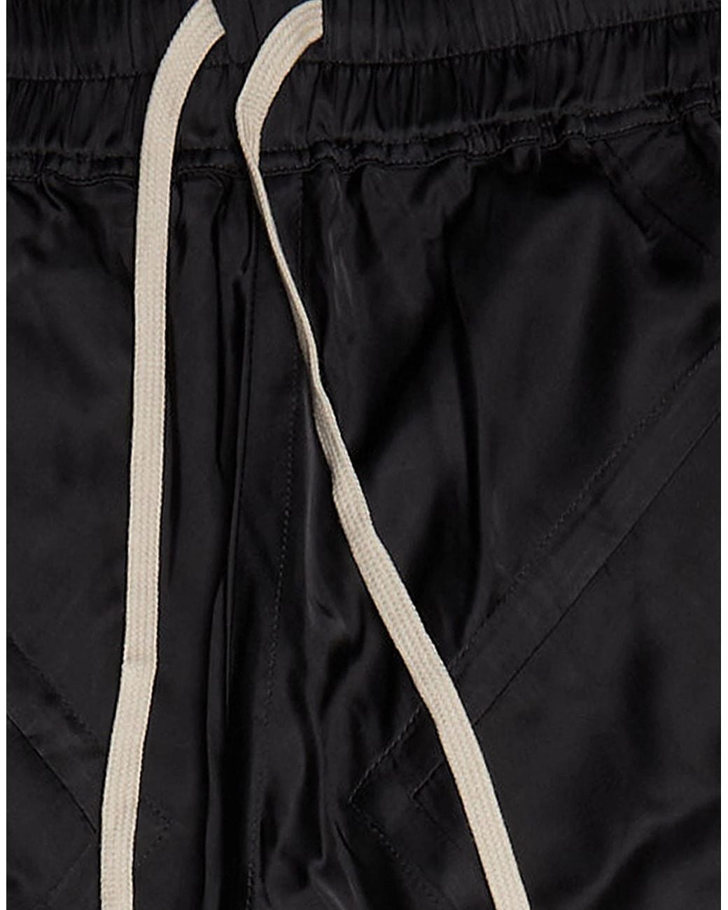 Rick Owens Black Solid-Colored Satin Cargo Pants