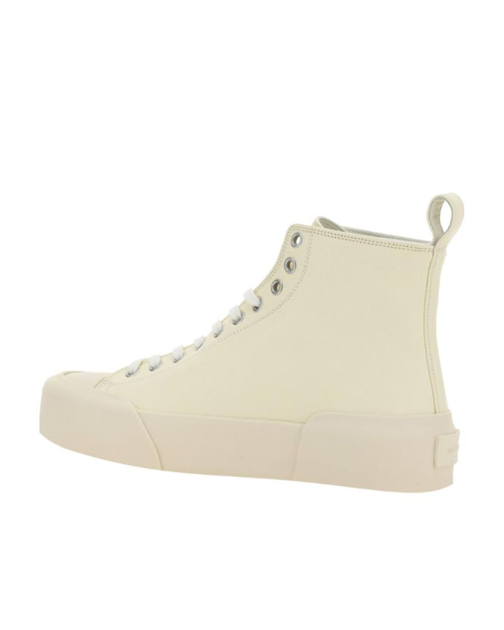 Jil Sander Natural Lace-Up High-Top Sneakers