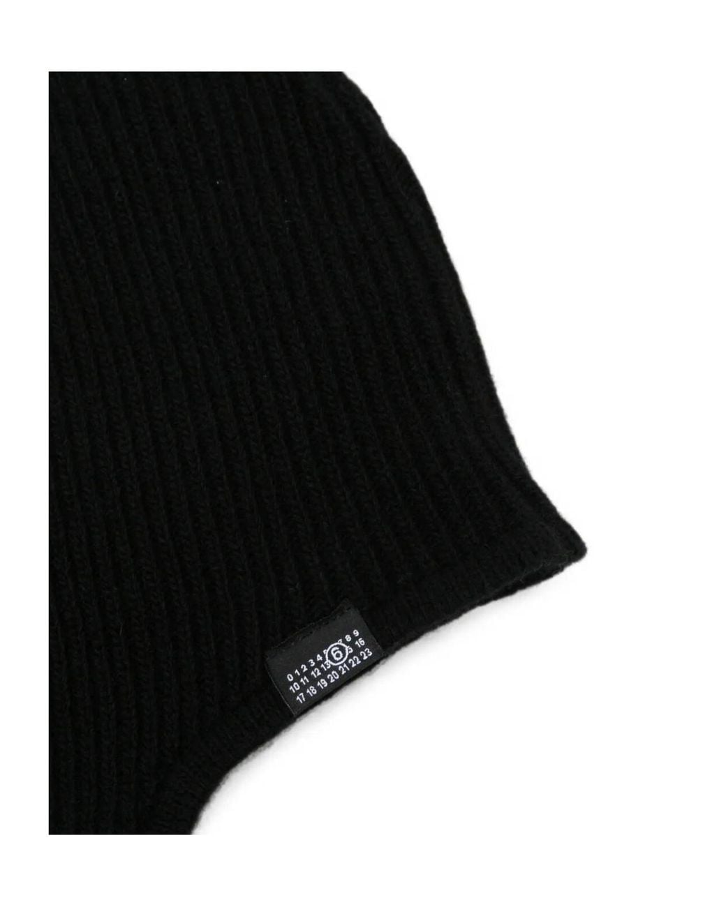 MM6 by Maison Margiela Black Ribbed Earflap Beanie for men