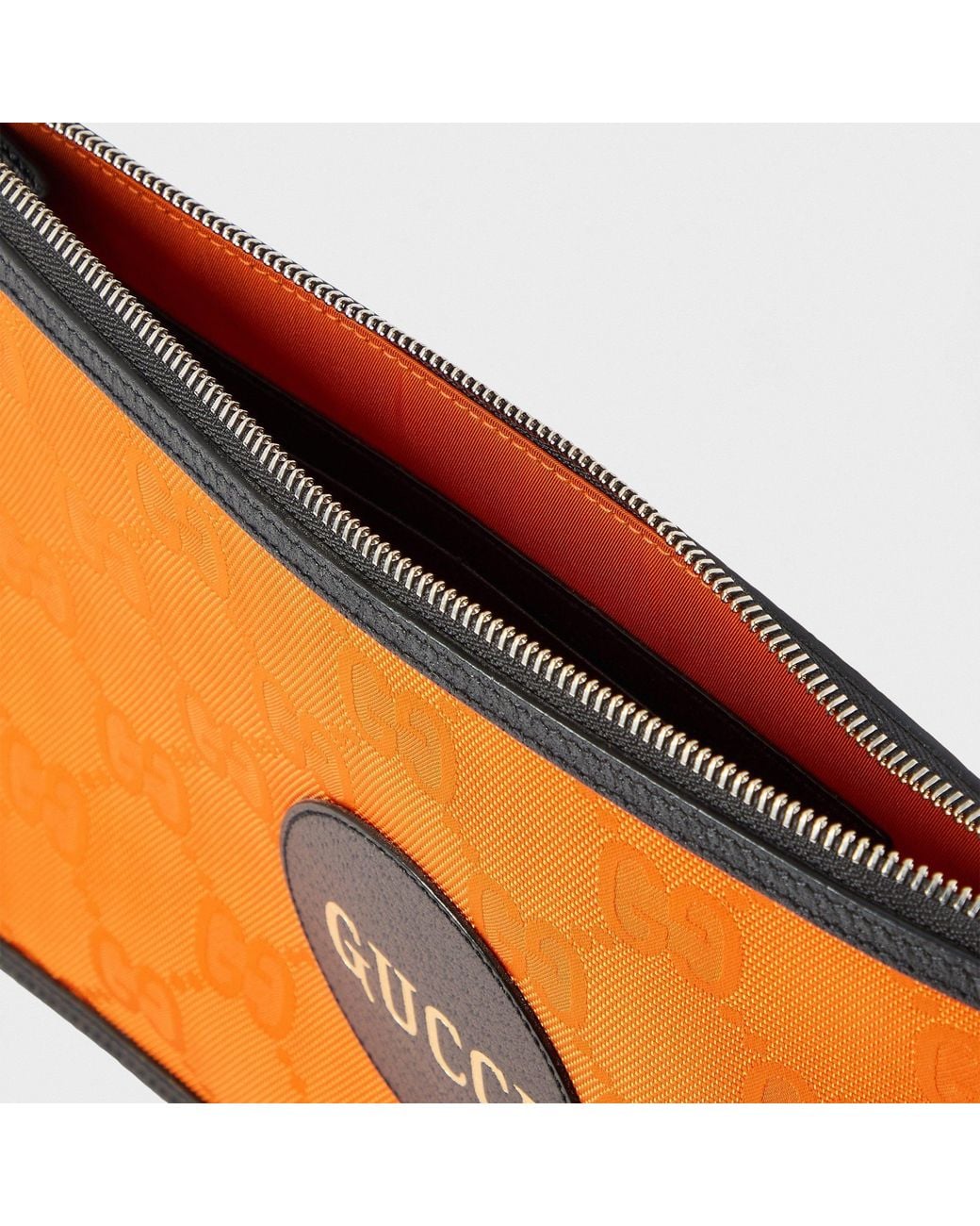 Gucci Orange Zipper Clutch Pouch for men
