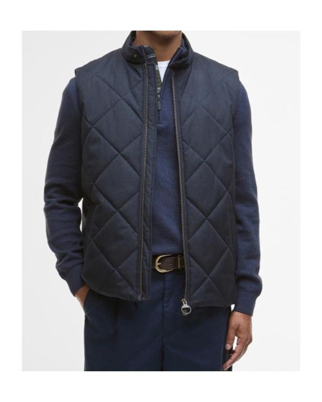Barbour Blue Stand-Up Collar Zip-Up Vest for men