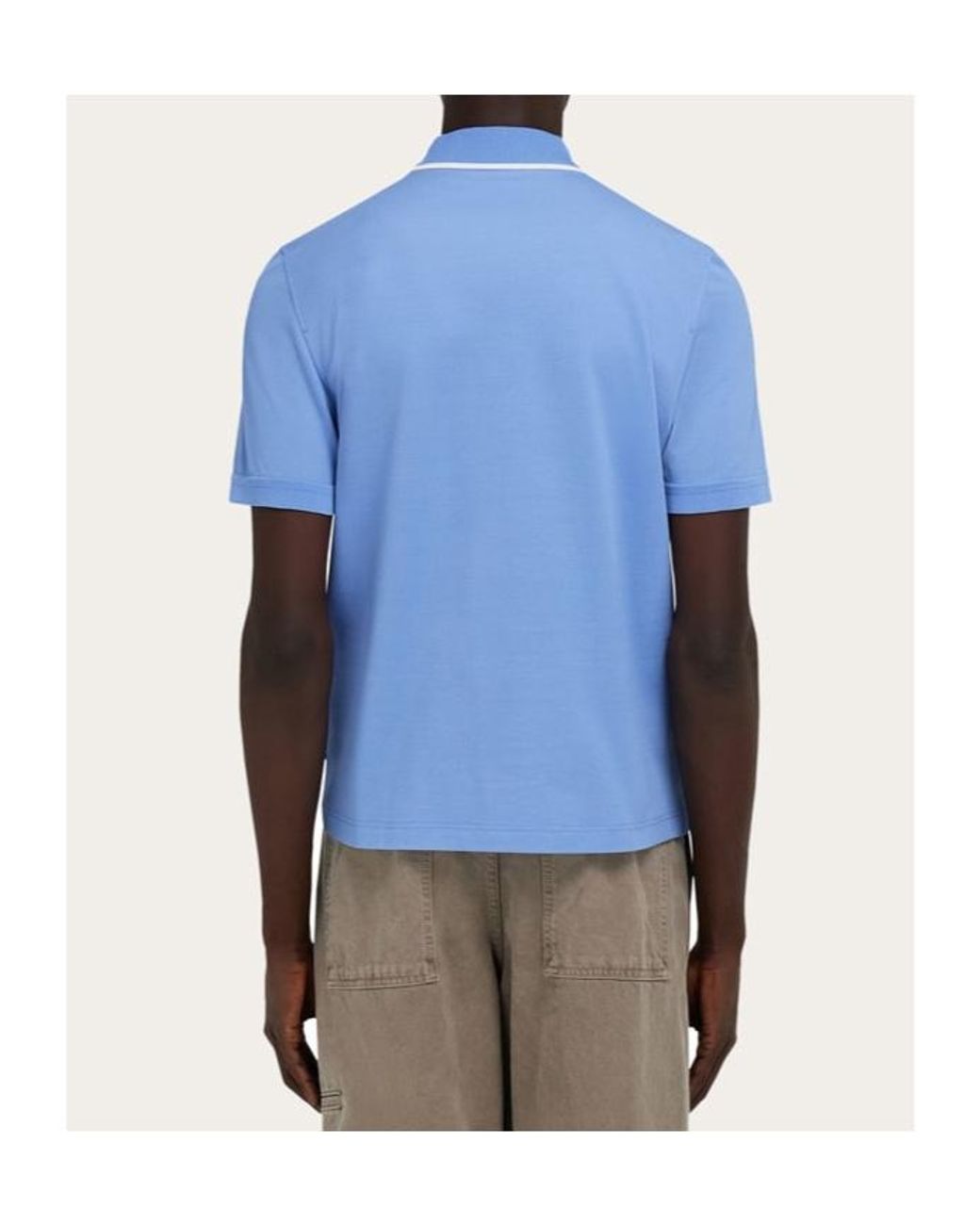 Ferragamo Blue Ferragamo Logo Embroidered Half-Zip Polo Shirt for men
