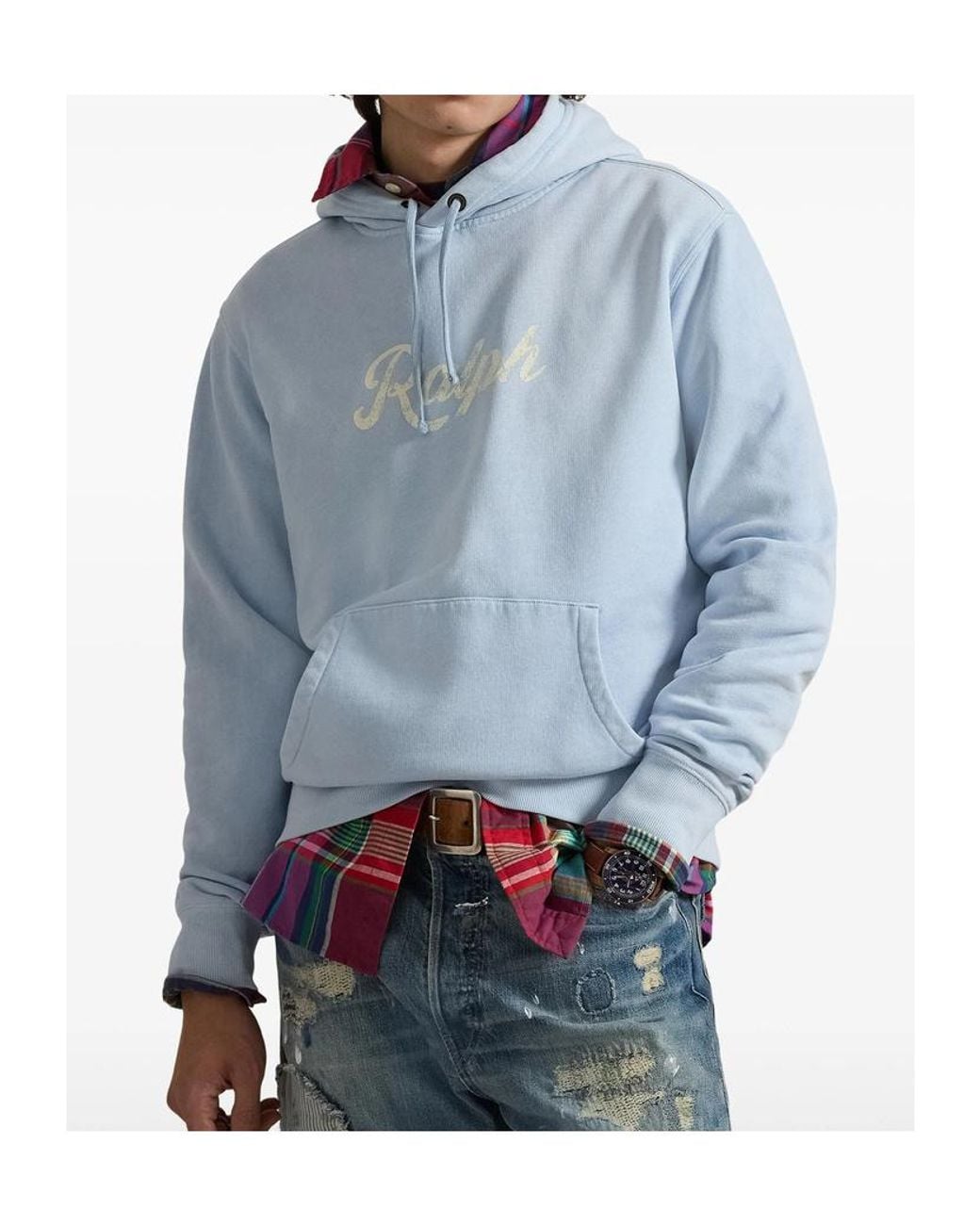 Ralph Lauren Blue Polo Logo Hooded Sweater for men