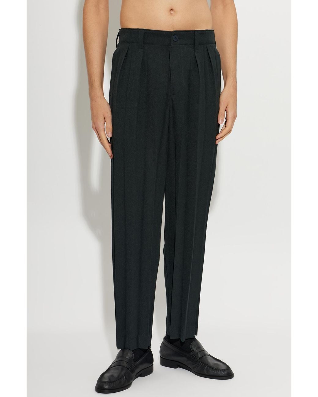 Homme Plissé Issey Miyake Black Pleated Straight-Leg Trousers for men