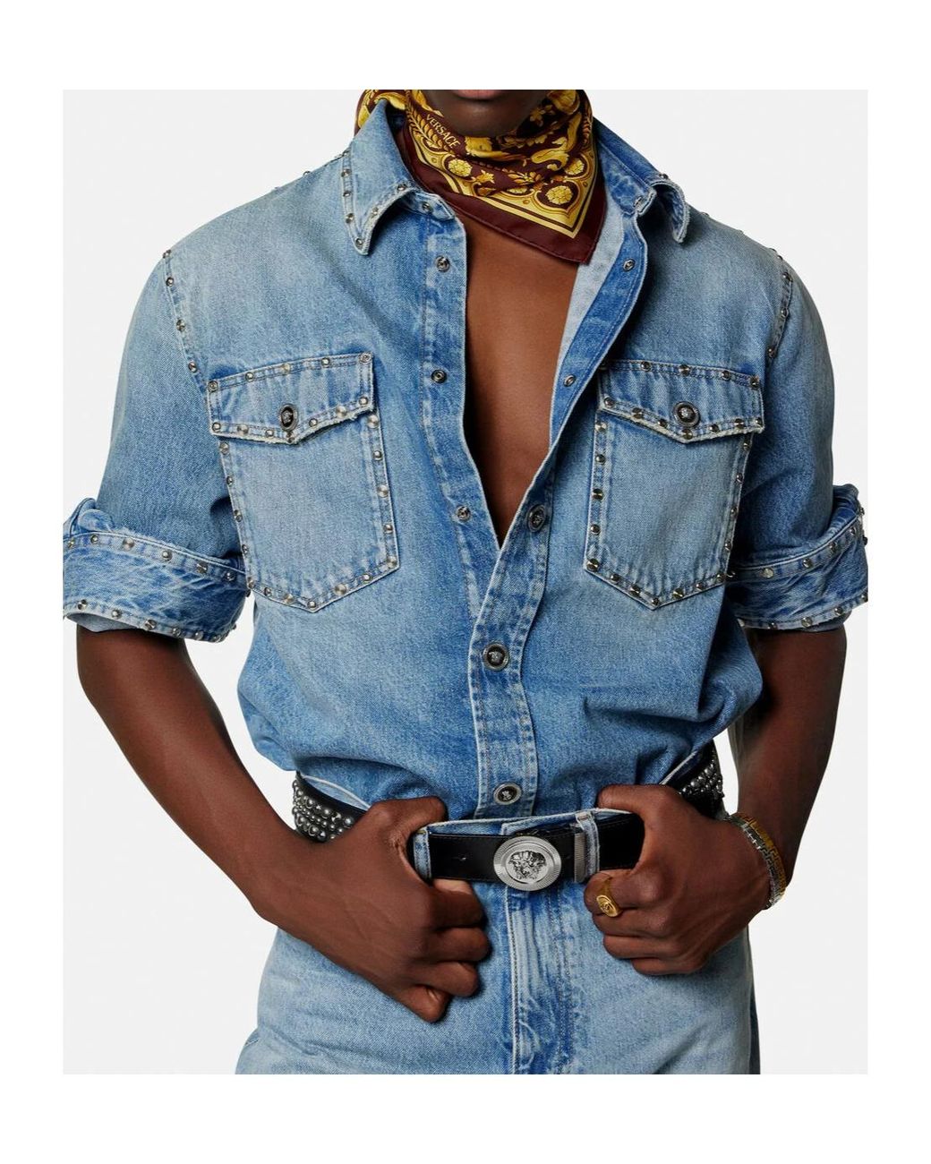 Versace Metallic Baroque Pattern Scarf for men