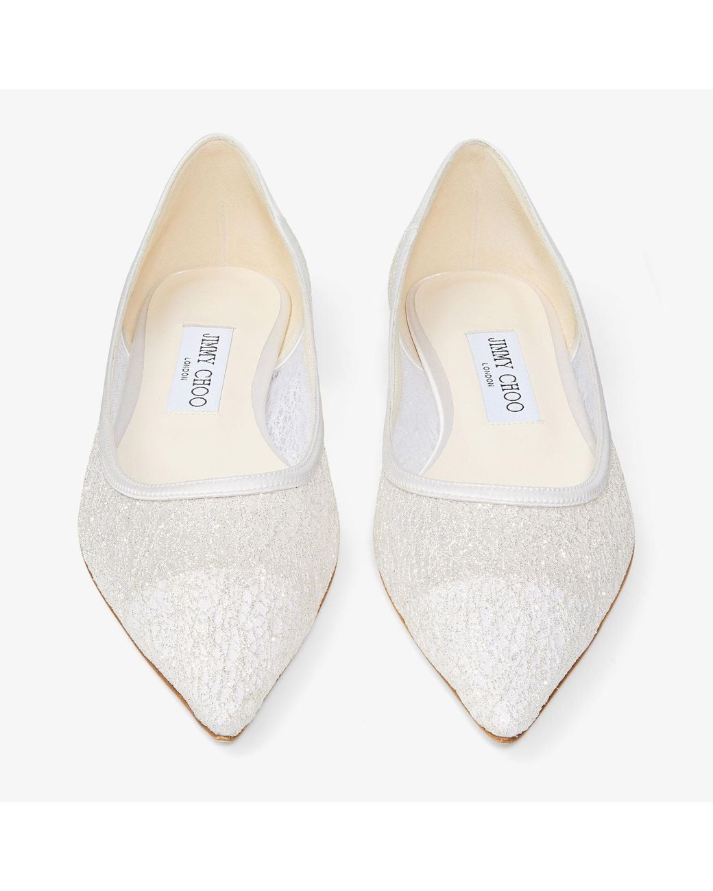 Jimmy Choo White Candyfloss Glitter Flats