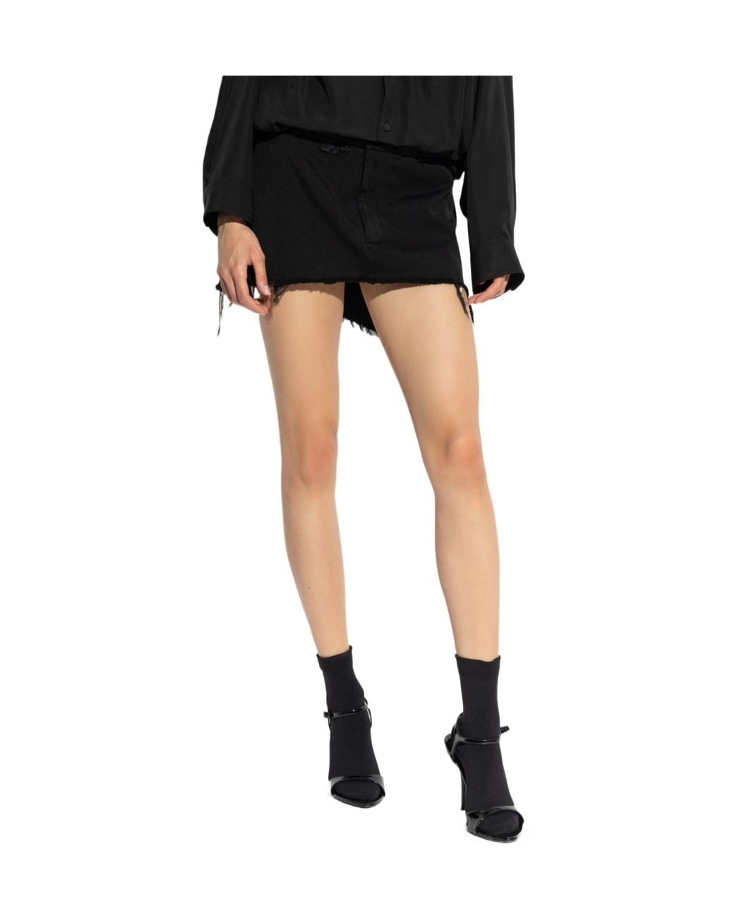 Balenciaga Black Distressed Mini Skirt