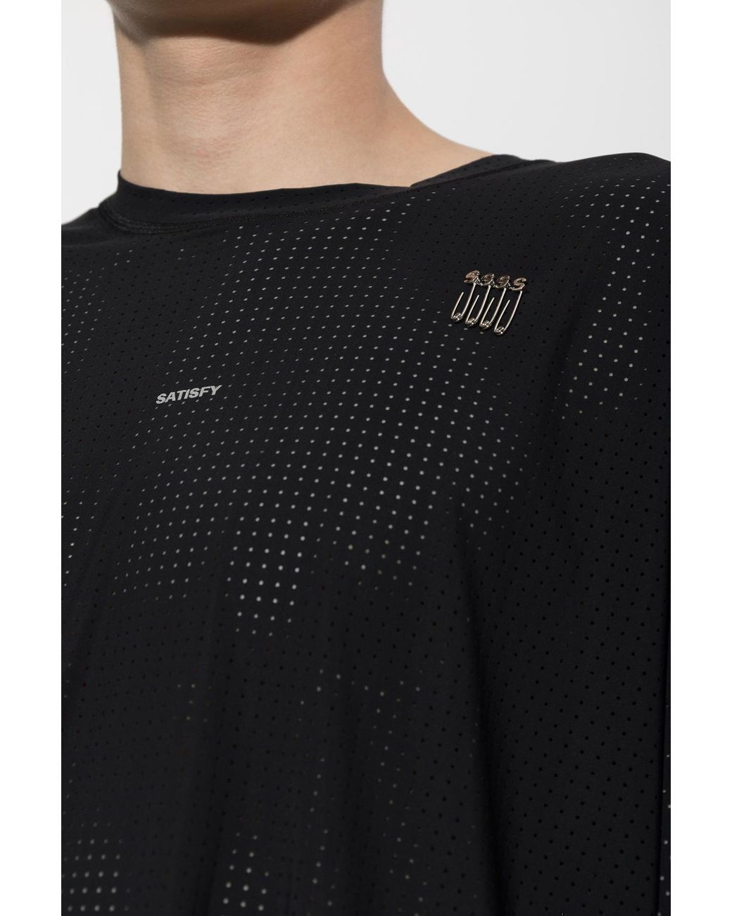 Satisfy Black Space O Perforated Running T-Shirt for men