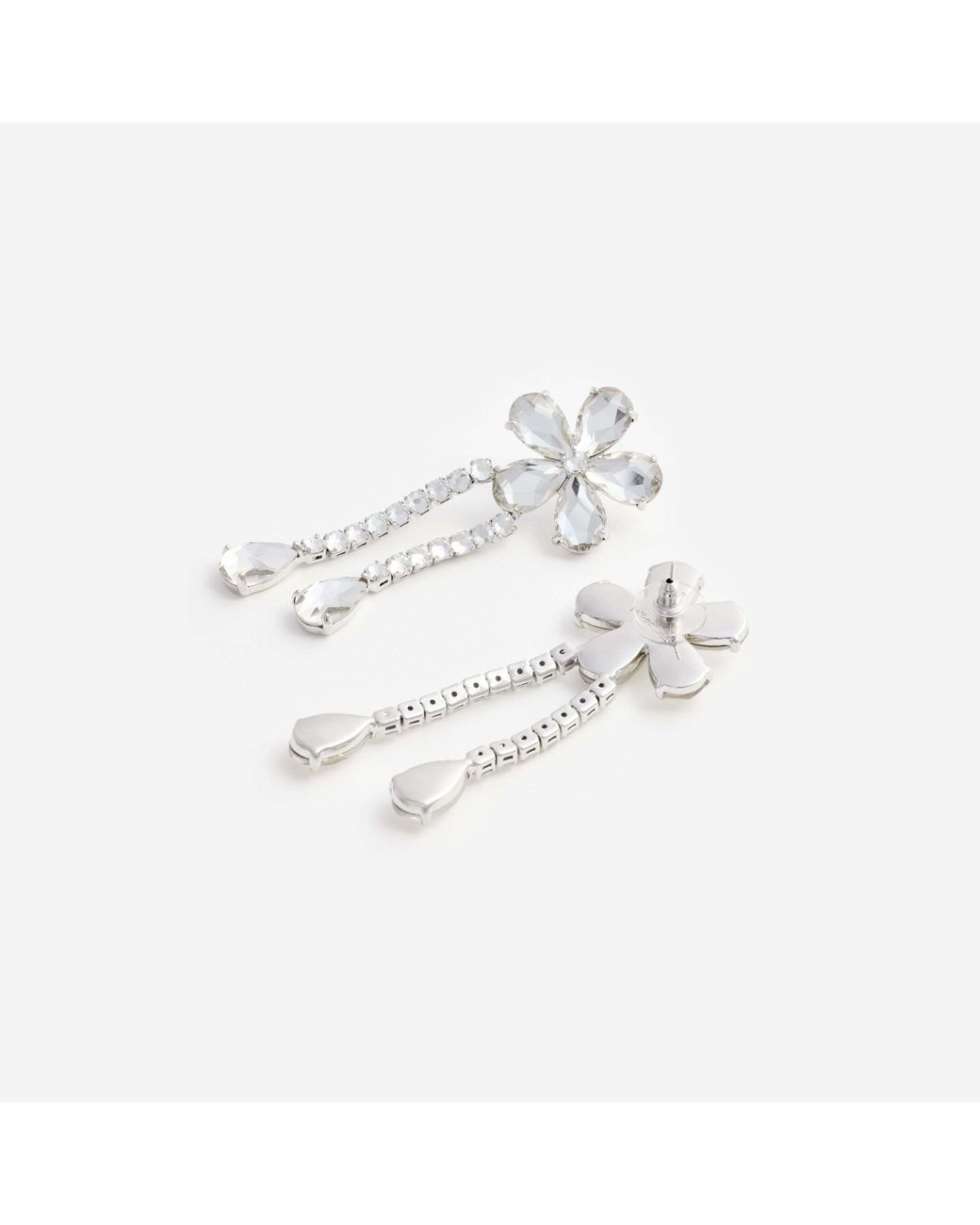 Self-Portrait White Crystal-Flower Droplet Earrings