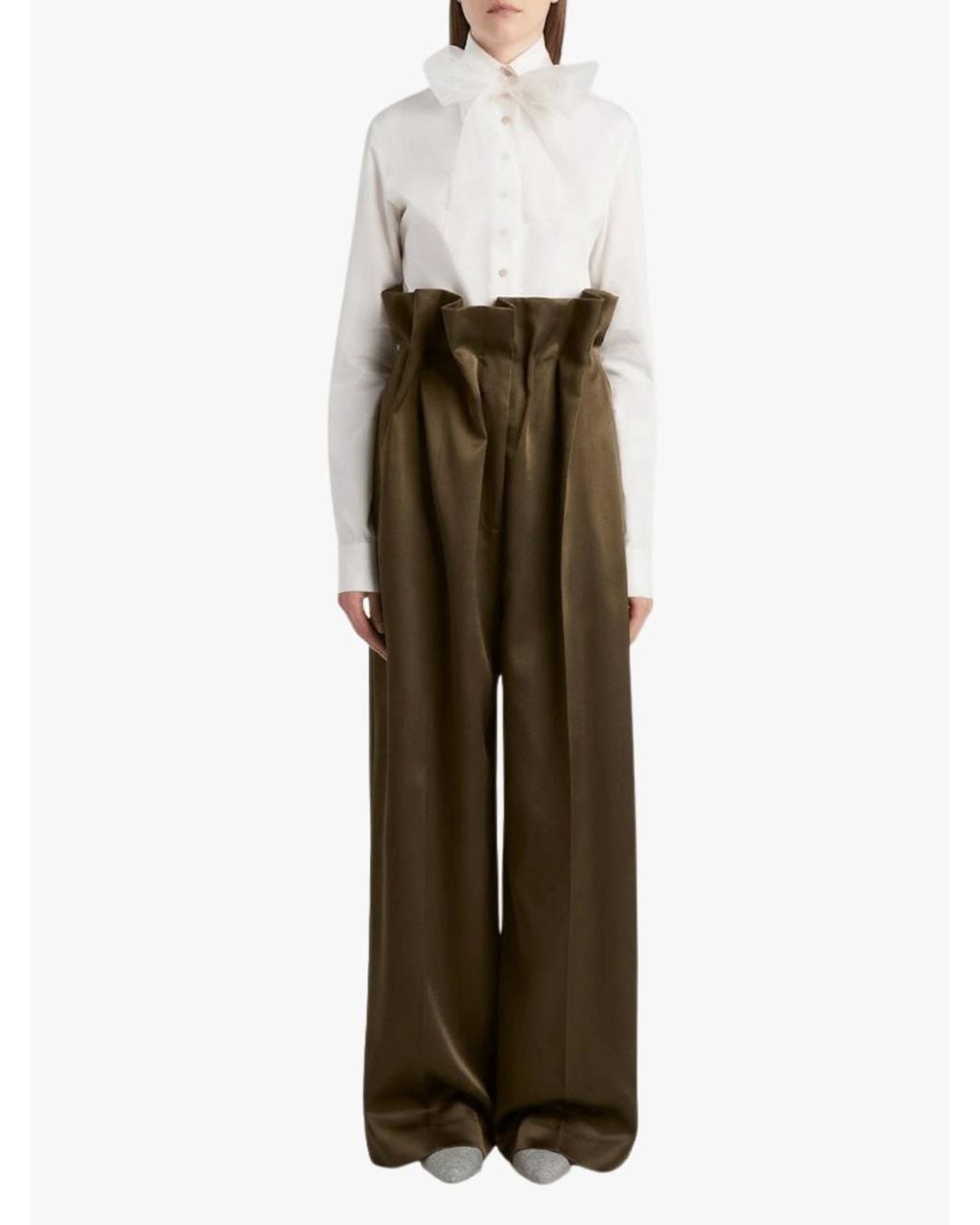 Khaite Brown Pleated Casual Trousers