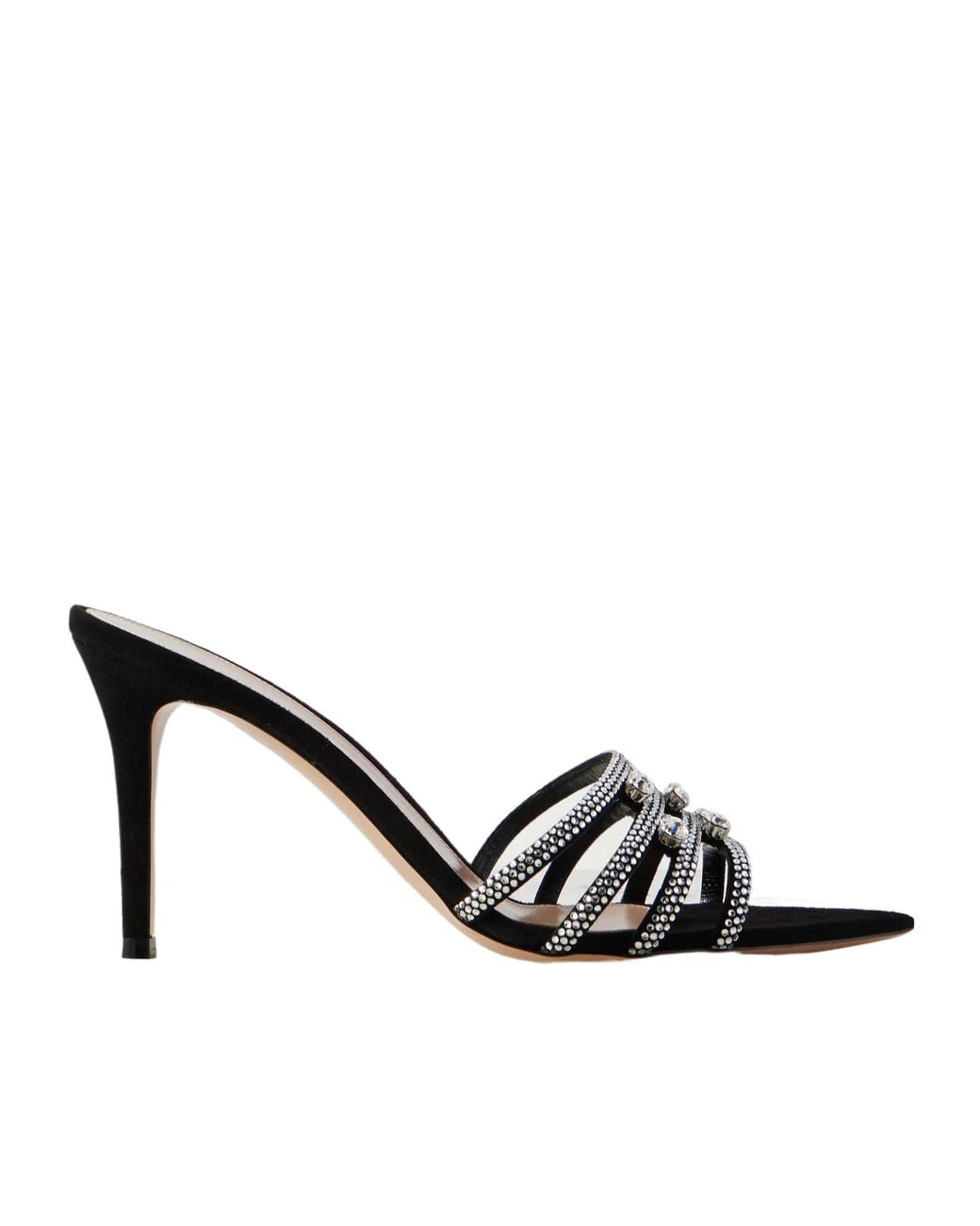 Gianvito Rossi Black Crystal-Embellished Suede Sandals