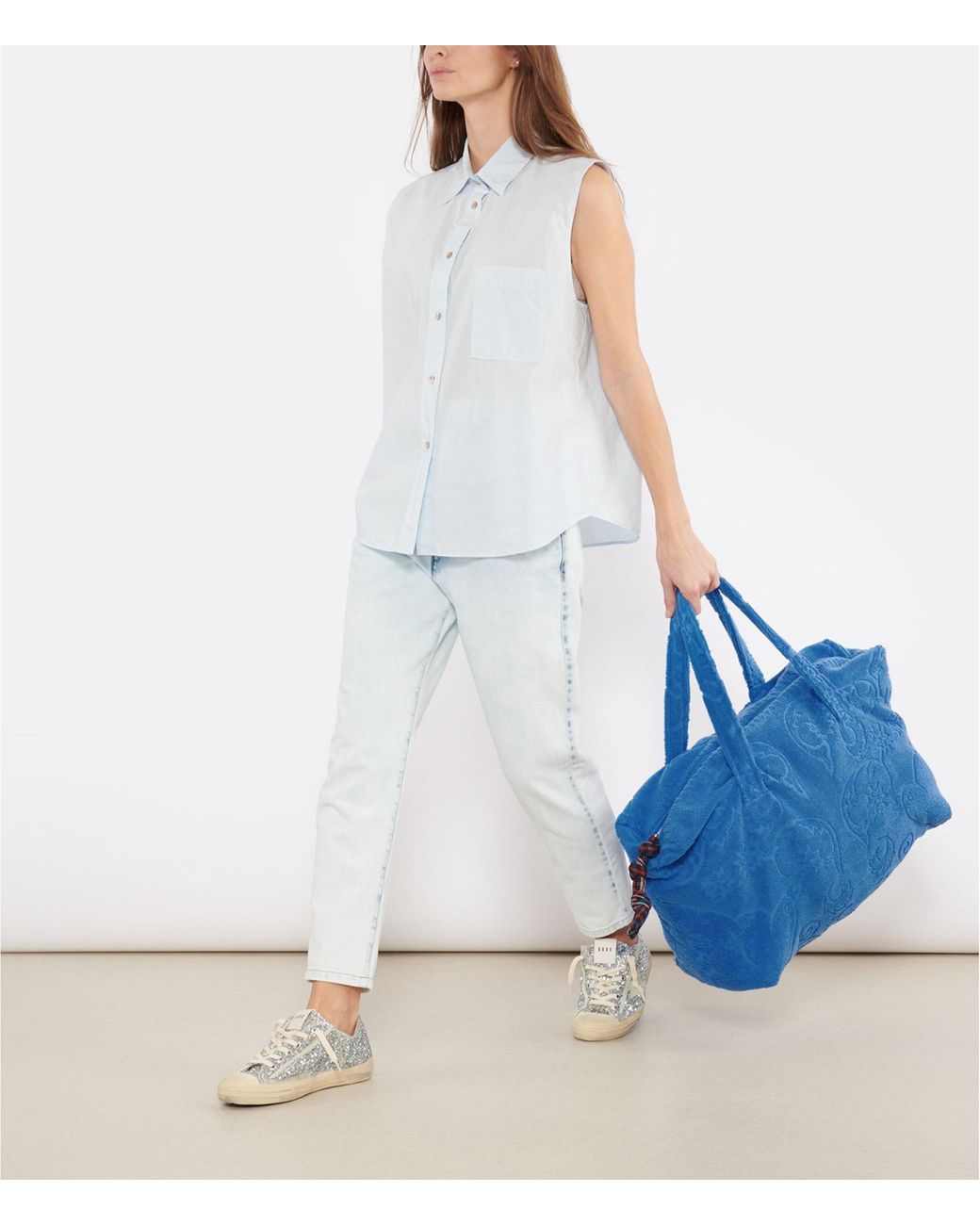 Isabel Marant Blue Oliviani High-Waisted Frayed Jeans