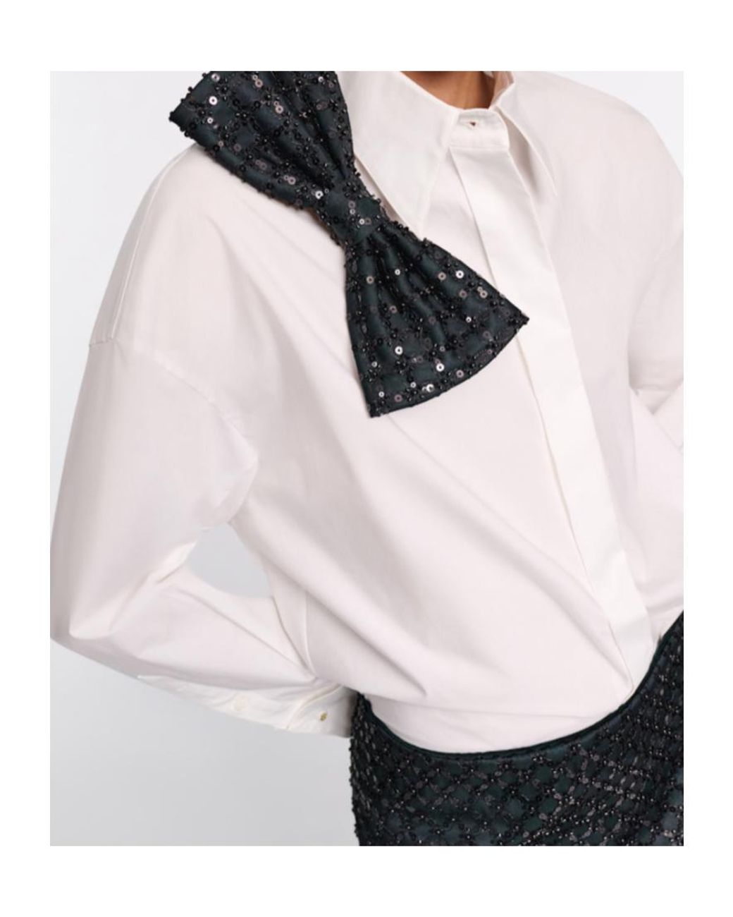 Dorothee Schumacher White Bow Brooch Oversized Shirt