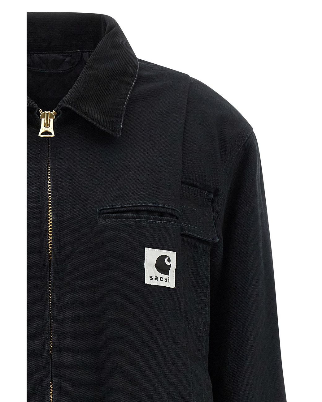 Sacai Black X Carhartt Logo Patch Zip-Up Jacket for men