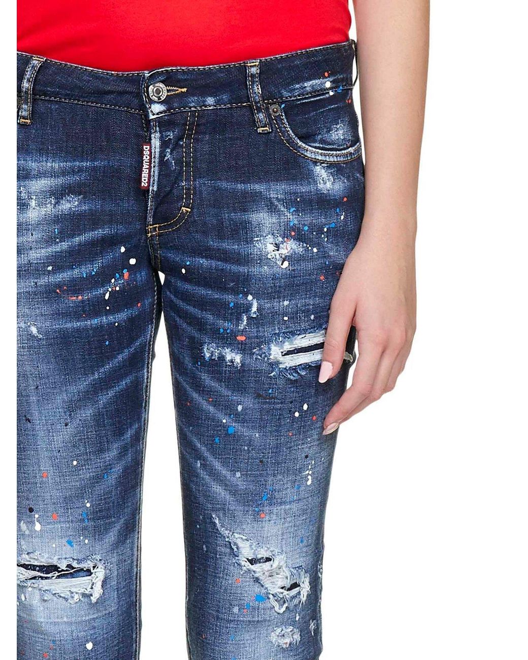 DSquared² Blue Jennifer Distressed Cropped Jeans