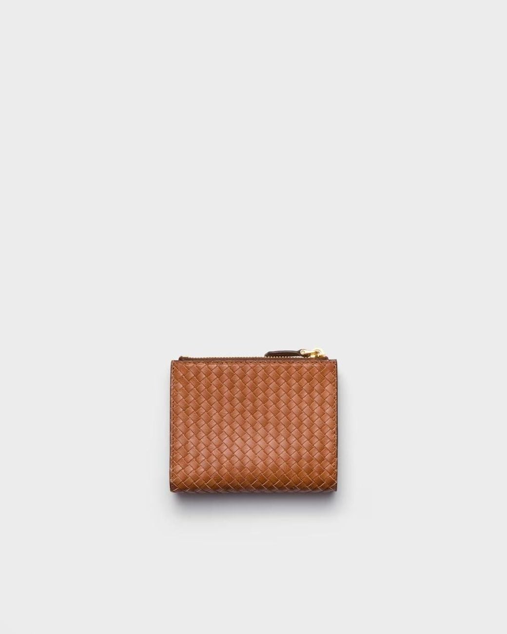 Prada Brown Small Woven Madras Leather Wallet