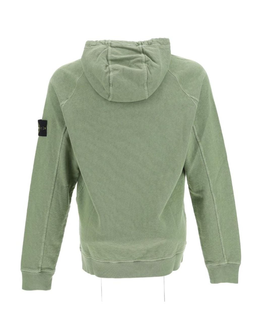 Stone Island Green Compass Patch-Detail Hoodie for men