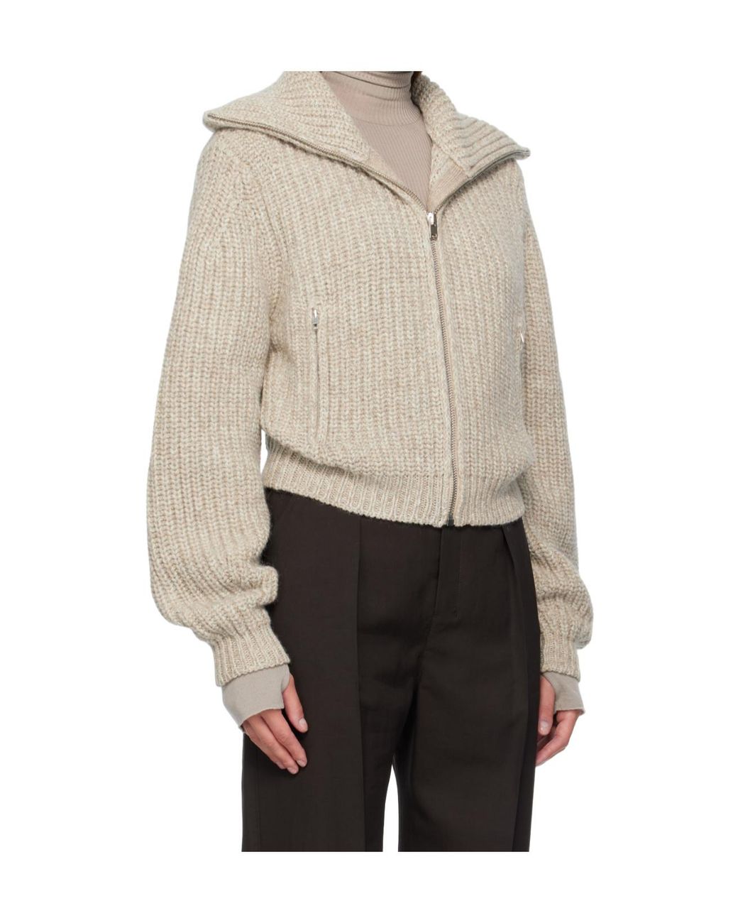 Lemaire Natural Long Sleeved Zipped Cardigan