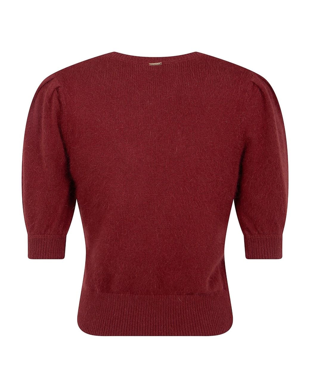 Twinset Red Feather-Trim Knitted Sweater