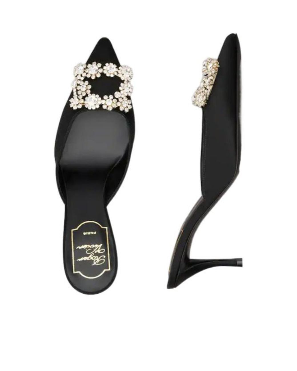 Roger Vivier Black Buckle Embellished Slip-On Mules