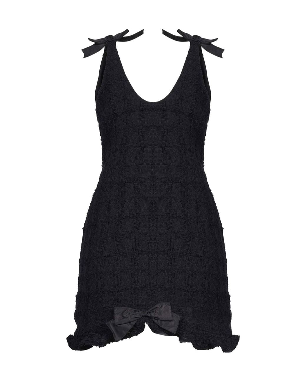Alessandra Rich Blue Bow-Detail Bouclé Mini Dress